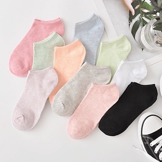 【 Stock】Sock ถุงเท้าข้อเท้าคุณภาพสูงสำหรับผู้หญิงแฟชั่น Unisex Cotton Candy สีถุงเท้า 10 สี