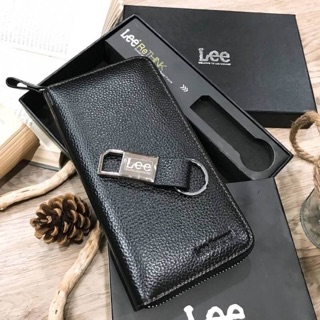 LEE Long Wallet With Leather Key Chain กระเป๋าสตางค์ใบยาวหนังแท้ 100%+พวงกุญแจเข้าชุดในกล่อง