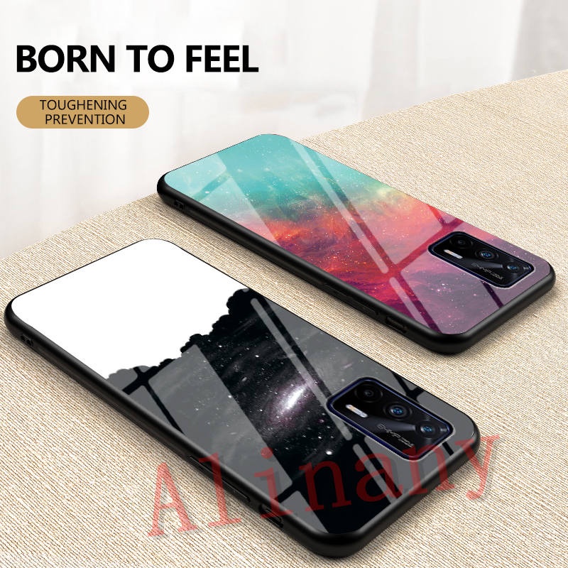 กรณี-realme-gt-5g-ฝาครอบกรณี-gradient-starry-glass-casing-realme-gt-realmegt-เคสโทรศัพท์-back-cover