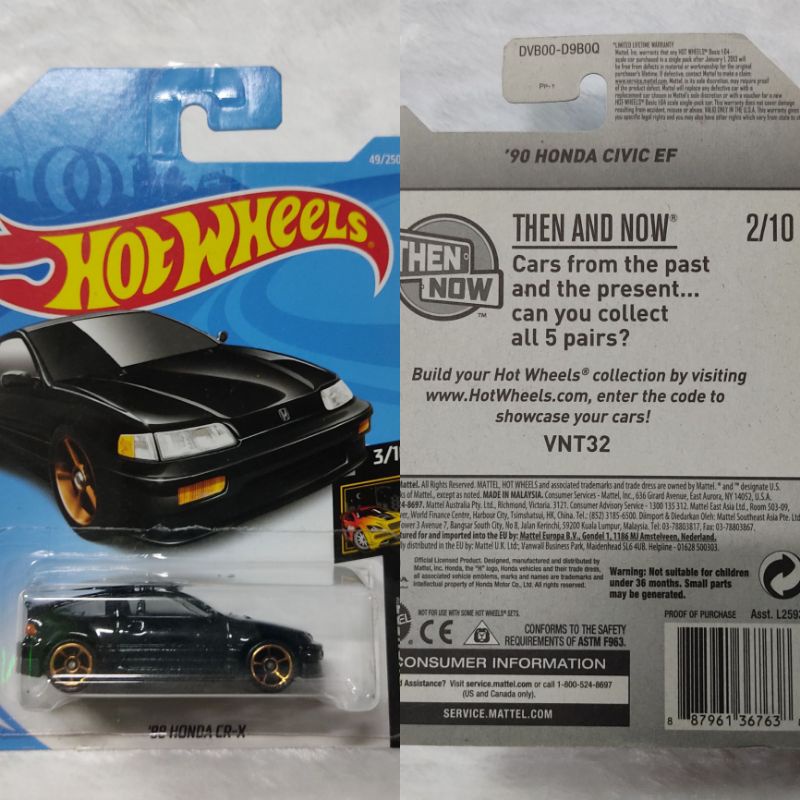 Hotwheels '90 Honda Civic EF แพ็คเมกา '88 Honda CR-X สินค้าใหม่
