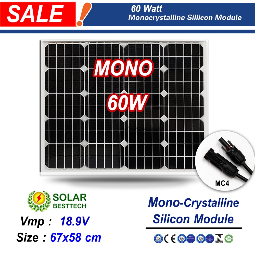 ภาพหน้าปกสินค้า(สั่งซื้อบิลละ 1 แผง)​ SOLAR BESTTECH แผงโซล่าเซลล์ Mono 60W รุ่น CNSDPV60M (ห้ามสั่งรวมกับสินค้าอื่นๆ) จากร้าน imusicextra บน Shopee