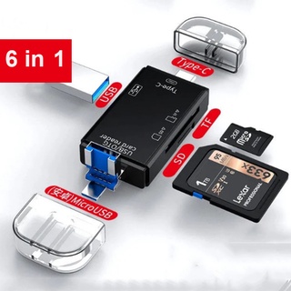 6 In 1 เครื่องอ่านการ์ด SD USB C USB 2.0 Mirco USB TF Mirco SD สมาร์ทโฟน แท็บเล็ต หน่วยความจํา การ์ดรีดเดอร์ Type C OTG แฟลชไดรฟ์ อะแดปเตอร์