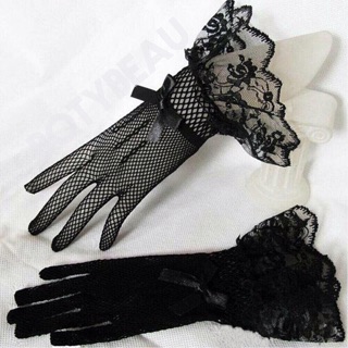 พร้อมส่ง! ถุงมือตาข่ายระบายลูกไม้ ใส่แบบสวม เป็นอีลาสติคยืดหยุ่นได้ดี