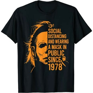 เสื้อยืด พิมพ์ลาย Social Distancing And Wearing A Mask In Public Halloween Since 1978 สําหรับผู้ชาย