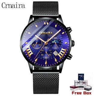 Crnaira นาฬิกาข้อมือควอตซ์ สายแสตนเลส กันน้ํา สไตล์นักธุรกิจ สําหรับผู้ชาย C829