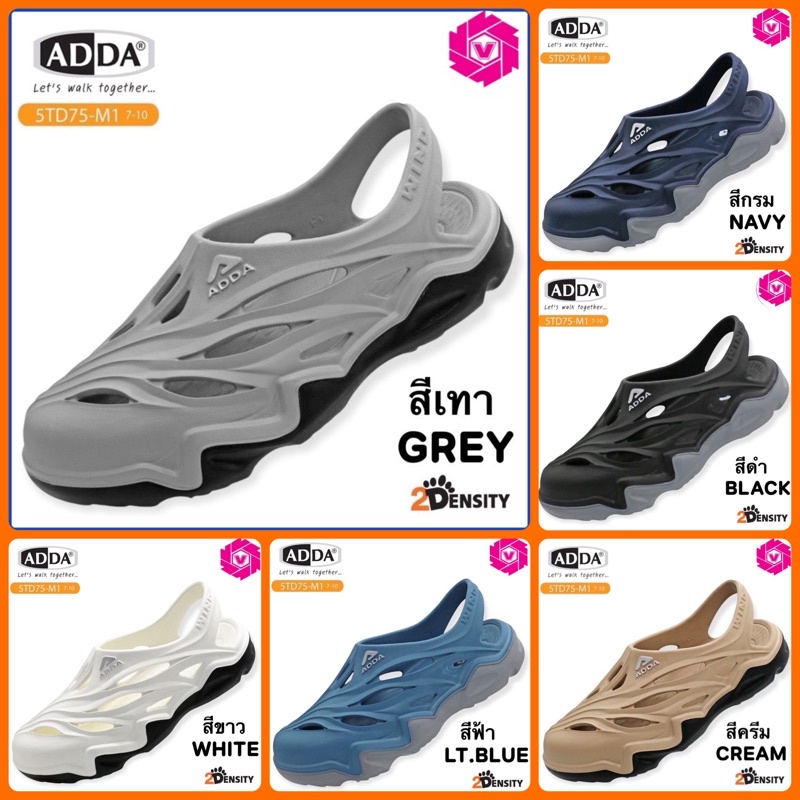 ภาพหน้าปกสินค้าADDA 5TD75 รองเท้าหัวโต รัดส้น สีดำ/ครีม/ฟ้า ยอ จากร้าน wilai1_shoe บน Shopee