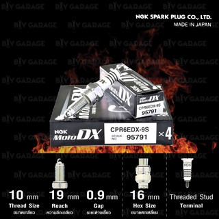 NGK หัวเทียน Moto DX / MotoDX ขั้ว Ruthenium [ CPR6EDX-9S ] จำนวน 1 หัว ใช้สำหรับ Wave110i , Wave125i , MSX , Super cub