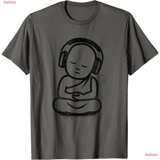 Buddha Headphones - Buddhist Monk DJ Music Lover T-Shirt เสื้อยืดผู้ชาย ลายการ์ตูนพิมพ์ลายเสื้อลายการ์ตูนผู้หญิง คอกลม ส