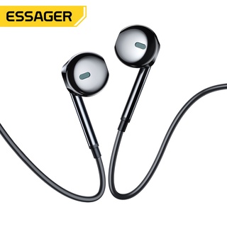Essager หูฟังอินเอียร์ E3 แบบครึ่งหู 3.5 มม. พร้อมไมโครโฟน และรีโมตคอนโทรล สําหรับโทรศัพท์ Xiaomi Samsung สีขาว สีดํา