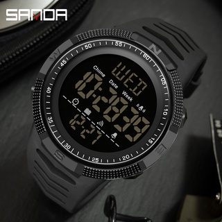 Sanda ผู้ชายแฟชั่นทหารนาฬิกาสปอร์ตกันน้ำ LED จอแสดงผลดิจิตอลผู้ชายนาฬิกาอิเล็กทรอนิกส์