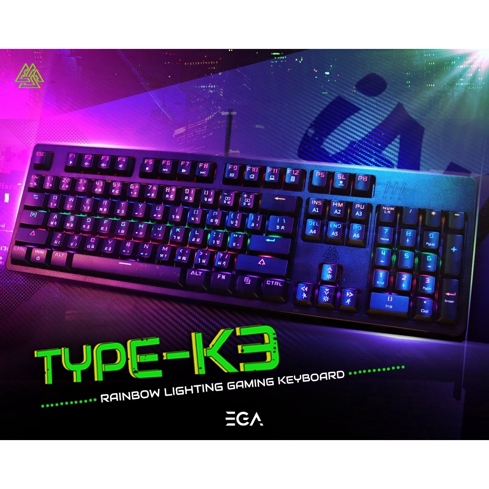 คีย์บอร์ด EGA รุ่น TYPE K3 MECHANICAL KEYBOARD ประกัน 2 ปี. | Shopee ...