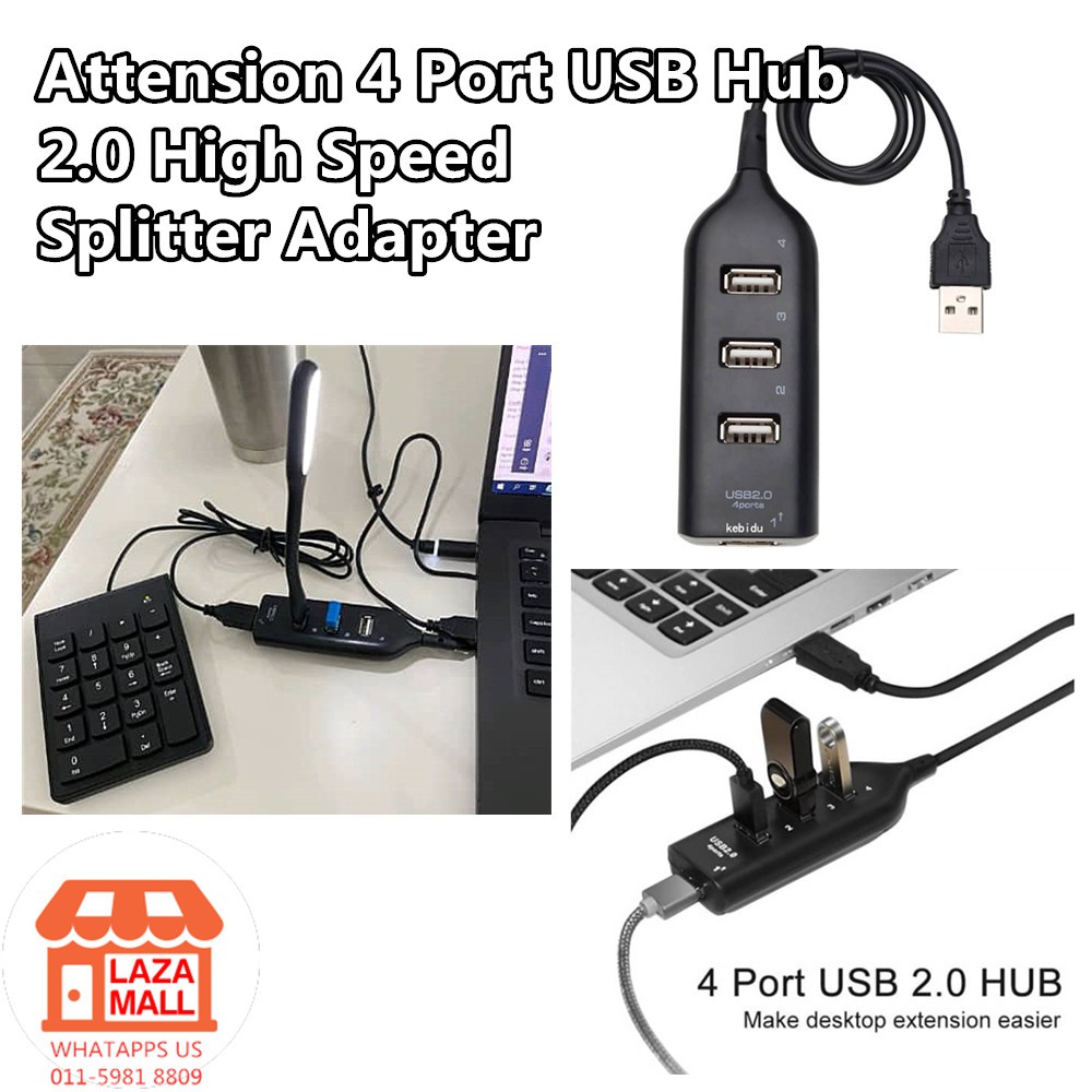 4 พอร์ต USB ฮับขยายที่ชาร์จ Splitter สายเคเบิล USB ขยายซ็อกเก็ต PC แล็ป ...