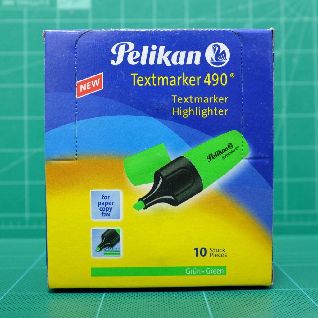 ปากกาเน้นข้อความ-ไฮไลท์-สะท้อนแสง-พีลีแกน-pelikan-textmarker-490-สีเขียว-1ชุด-6ด้าม