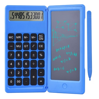 Foldable Calculator &amp;amp; 6 Inch LCD Writing Tablet Digital Drawing Pad 12 Digits Display with Stylus Pen Erase Button f