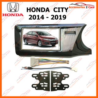 หน้ากากวิทยุรถยนต์ HONDA CITY รถปี 2012 - 2018 (BLACK PIANO) รหัส NV-HO-090