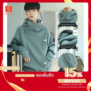 สินค้า เสื้อกันหนาวมีฮู้ดผู้ชายฤดูหนาวกำมะหยี่หนาเทรนเกาหลีของคู่รักหลวมเสื้อกันหนาวคอสูงเสื้อกันหนาวคู่