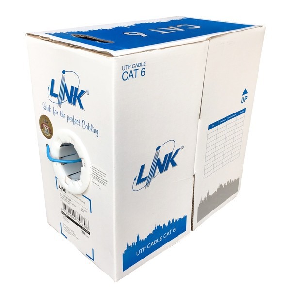 link-สายแลน-us-9106a-cat6-utp-250-mhz-w-cross-filter-24-awg-cm-blue-ยาว-305-เมตร-สีฟ้า-กรุณาสั่งครั้งละกล่อง