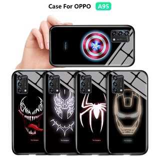 เคส OPPO A95 A55 A16K เคสโทรศัพท์ มาร์เวล เรืองแสงในที่มืด กระจกนิรภัย เคสด้านหลัง