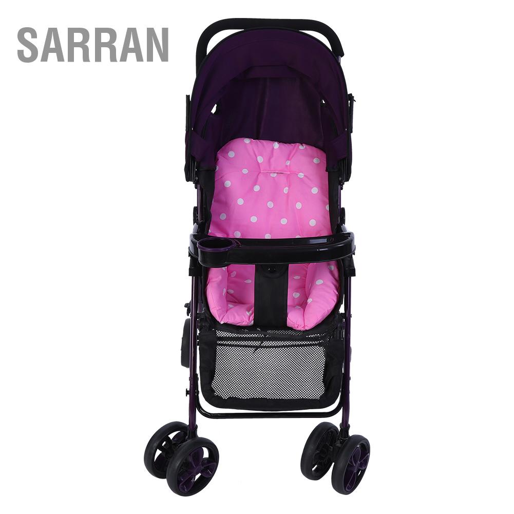 sarran-รถเข็นเด็กทารก-รถเข็นเด็ก-รถเข็นเด็ก-เบาะนุ่ม-ลายจุด-เบาะรองนั่ง-สีชมพู