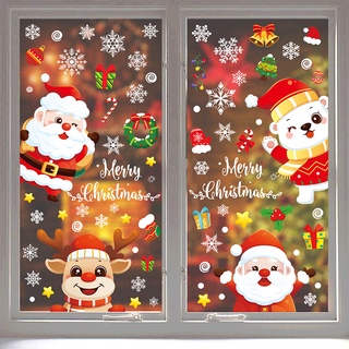 【wuxiang】ใหม่ สติกเกอร์ ลายคริสต์มาส เกล็ดหิมะน่ารัก สําหรับติดตกแต่งกระจก หน้าต่าง