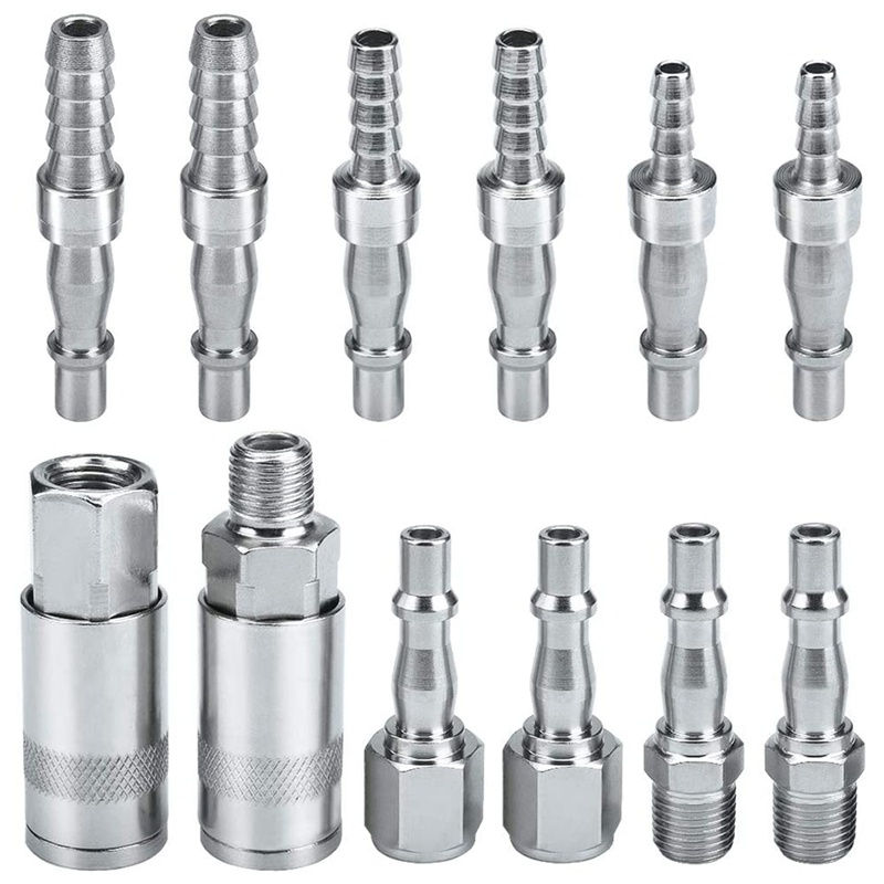 12Pcs British Compressed Air Connectors 1/4 Inch BSP Quick Connector