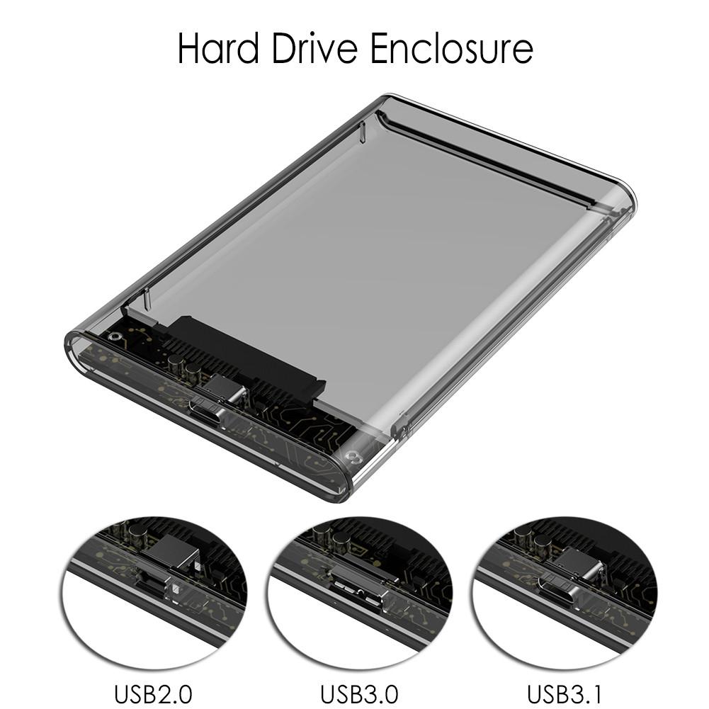 ภาพสินค้าKJ กล่องใส่ HDD 2.5 '' แบบโปร่งใส SATA 2.0 / 3.0 / 3.1 ถึง USB 3.0 กล่องใส่ฮาร์ดดิสก์ไดรฟ์ภายนอก SSD จากร้าน kanjanatongoon บน Shopee ภาพที่ 1