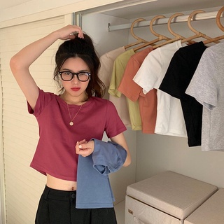 เสื้อยืด แขนสั้น ผ้ายืด เข้ากับทุกการแต่งกาย สำหรับสตรี มี 8 สี