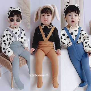 Infant Kids Suspender Pantyhose Spring Autumn Baby Girls Boys Cute Solid Color High Waist Bandage Overall Leggings