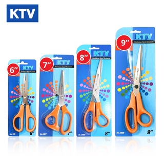 ภาพหน้าปกสินค้ากรรไกร ด้ามส้ม 5 / 6 / 7 / 8 / 9 นิ้ว KTV Stainless Steel Scissors ใช้สำหรับ ตัดกระดาษ ตัดผ้า ที่เกี่ยวข้อง