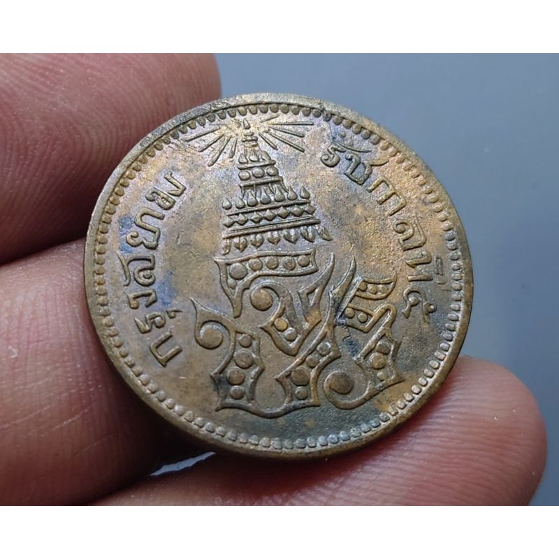 เหรียญอัฐ-อันเฟื้อง-แท้-เนื้อทองแดง-จศ-1244-สมัย-ร-5-ตรา-จปร-ช่อชัยพฤกษ์-รัชกาลที่5-เหรียญโบราณ-ของสะสม-เงินโบราณ