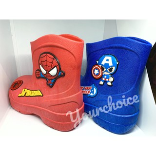 สินค้า รองเท้าบูทเด็ก Marvel Spiderman Captain America รองเท้าบู๊ทเด็ก กันน้ำ กันฝน BM01
