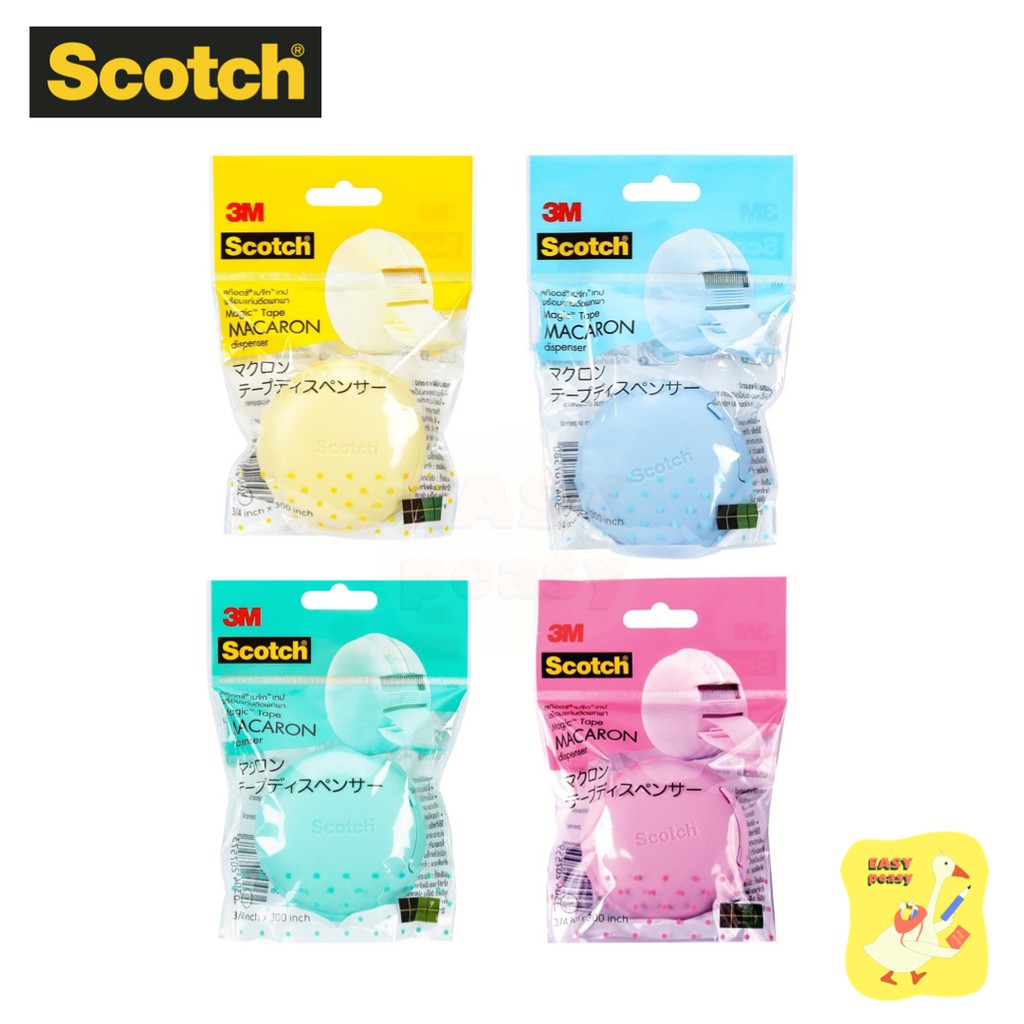 เทปกาว พร้อมแท่นตัดแบบพกพา 3M Scotch Macaron magic tape dispenser สก๊อ