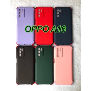 ***OPPO A16  พร้​อมส่งในไทย***A16 เคสTPU​นิ่ม​สี​พื้น​ปุ่ม​สี For Oppo A16 / OppoA16