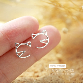 S925 sterling silver cat earrings simple cute earrings student female jewelry gift