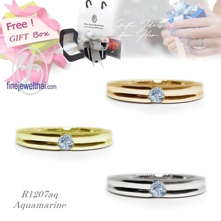 Finejewelthai-แหวนพลอย-แหวนอะความารีน-แหวนเงินแท้-พลอยแท้-พลอยประจำเดือนเกิด-Aquamarine-Silver-Ring-R1207aq