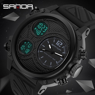 สินค้า Sanda ชายแฟชั่นแบรนด์หรูทหารนาฬิกากันน้ำจอแสดงผลคู่ชายกีฬานาฬิกา