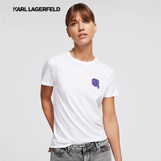 เสื้อยืดผ้าฝ้ายพิมพ์ลายขายดี สตรีทแฟชั่น KARL LAGERFELD - MINI IKONIK BALLOON KARL TEE WHITE เสื้อยืด แฟชั่น