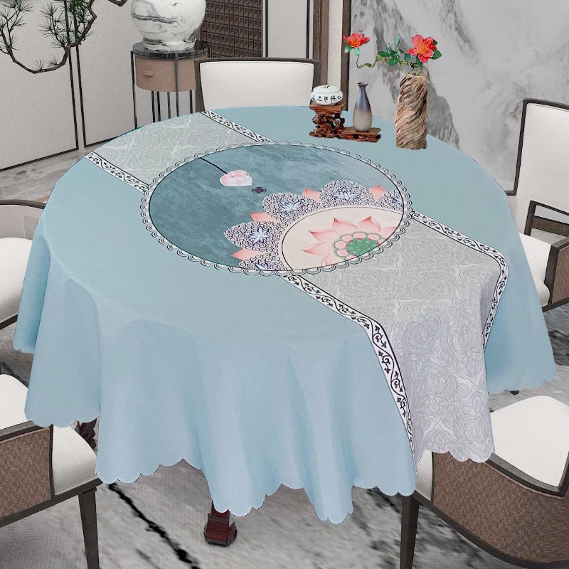 ผ้าปูโต๊ะ-ผ้าปูโต๊ะกลม-สไตล์จีน-กันน้ำมัน-กันน้ำ-กันน้ำร้อนลวก-ลายสวยมาก