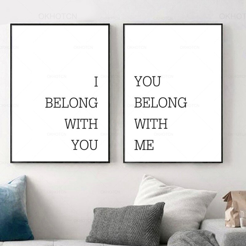 ภาพวาดผ้าใบพิมพ์ลายตัวอักษร-i-belong-with-you-belong-with-me-สําหรับตกแต่งบ้าน