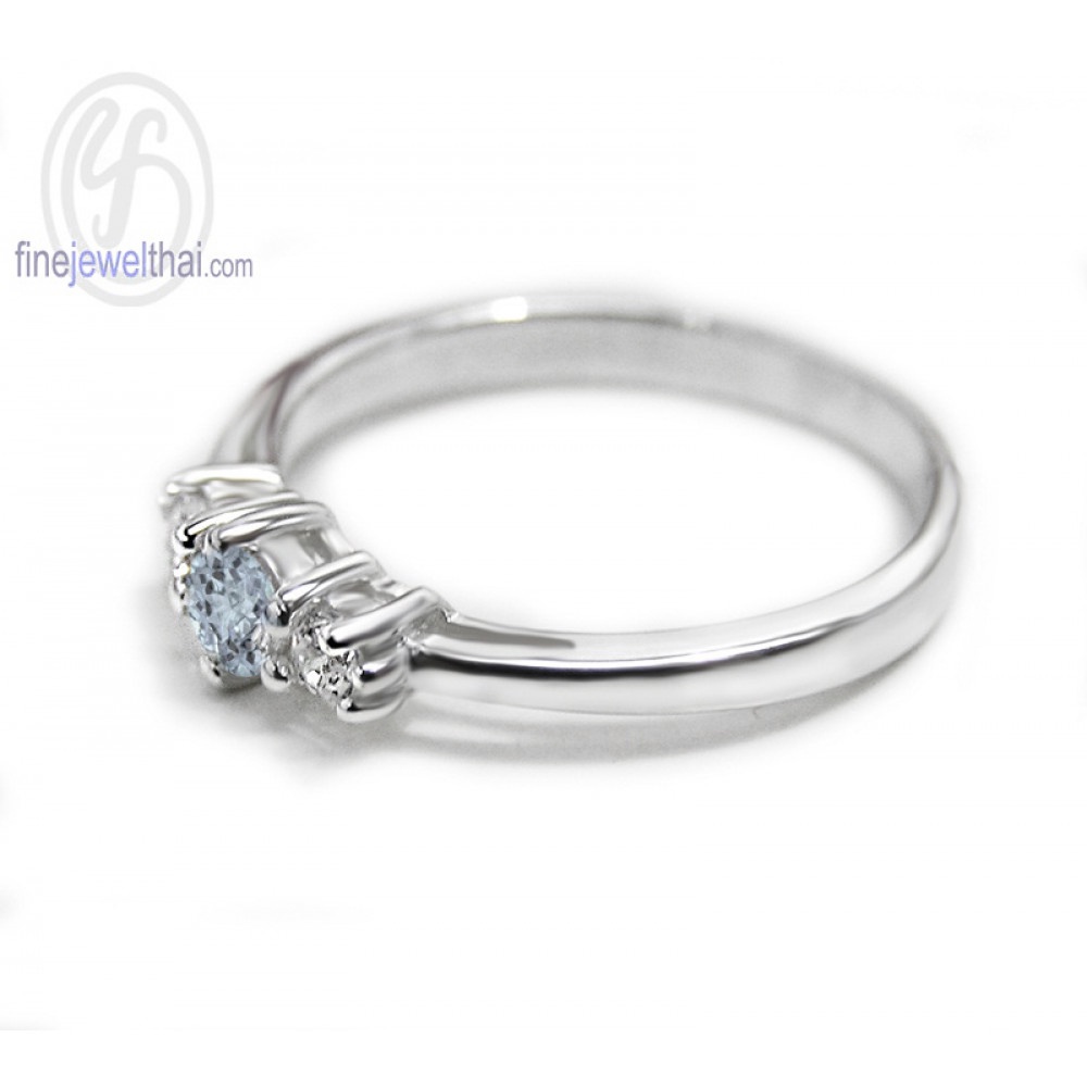 finejewelthai-แหวนอะความารีน-แหวนเงินแท้-แหวนพลอย-พลอยประจำเดือนเกิด-aquamarine-birthstone-silver925-ring-r1182aq