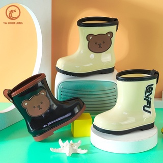 สินค้า YA ZHOU LONG รองเท้ากันฝนเด็ก รองเท้าบูทกันฝนลายการ์ตูน กันลื่น พื้นนุ่ม กันน้ำ หมีน่ารัก เหมาะสำหรับเด็กชายและเด็กหญิง