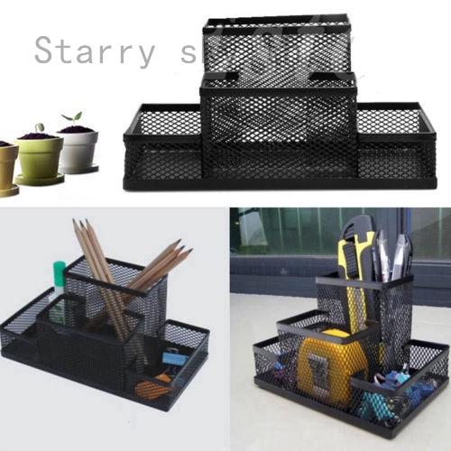 Desk Organizer Metal Black Mesh Style Desktop Office Pen Pencil Holder Storage