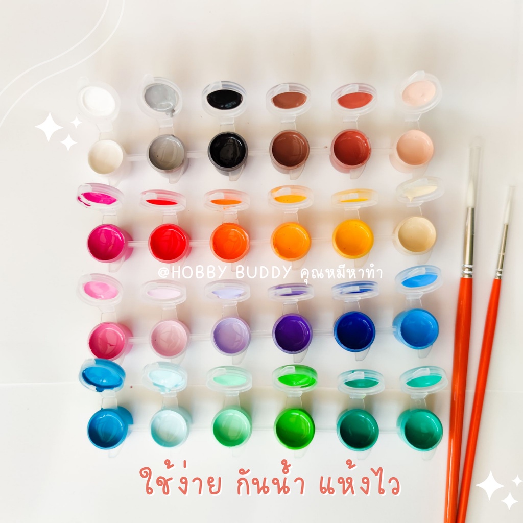 ภาพหน้าปกสินค้าสีอะคริลิค สีเพ้นท์ สีพร้อมใช้ แพ็คใส่หลุมสี 24 สี จากร้าน hobbybuddyth บน Shopee