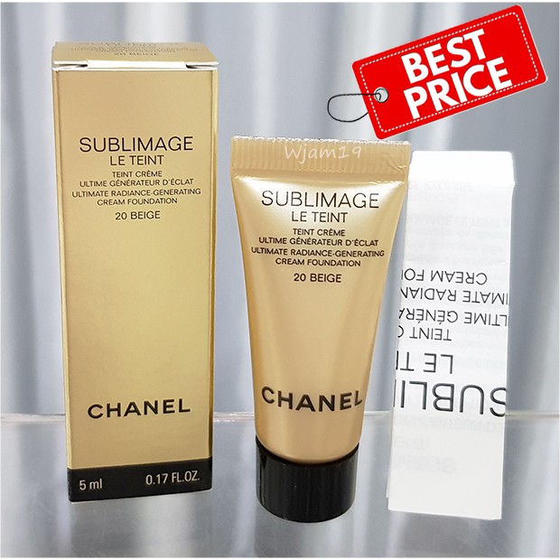 ครีมรองพื้น Chanel Sublimage Le Teint Ultimate Radiance Generating Cream  Foundation # 20 Beige ขนาด 5ml.