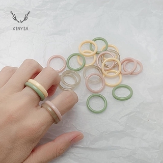 สินค้า แฟชั่นแหวนเรซินใสชุด แหวนที่มีสีสันเรซิ่น แหวนอะคริลิ เครื่องประดับหญิง แหวนแฟชั่นใส