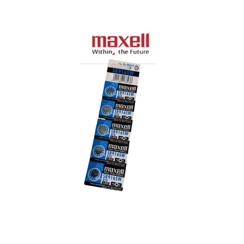 ถ่านนาฬิกา-ถ่านกระดุม-maxell-sr916sw-373-silver-oxide-battery-1-55v-made-in-japan-ถ่านใหม่-ของเเท้