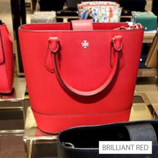 (ผ่อน0%) กระเป๋าสะพายข้าง Tory Burch (73163) Emerson North South Leather Crossbody Hand Bag หนังแท้ สีแดง