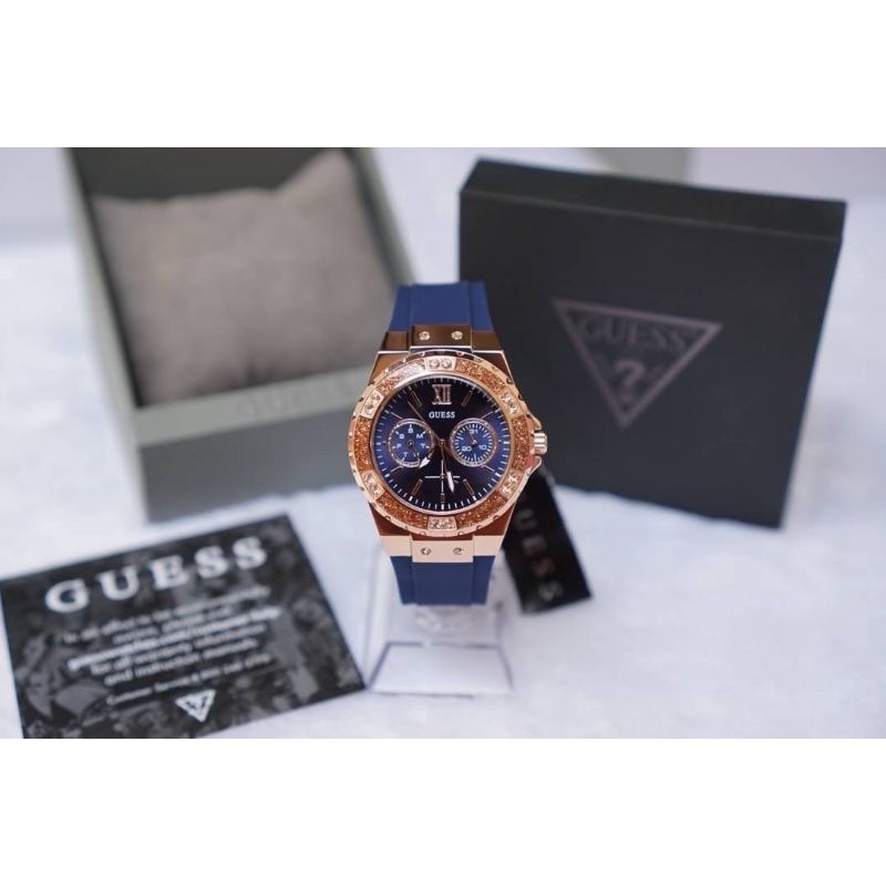 ส่งฟรี-ผ่อน-0-new-guess-womens-stainless-steel-crystal-silicone-watch