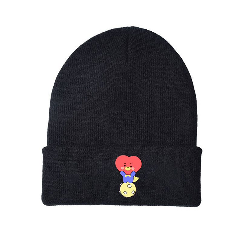 kpop-bts-หมวกถัก-bt21-หมวกเวอร์ชั่นเกาหลี-รักษาความอบอุ่น-หมวกป้องกันความเย็น