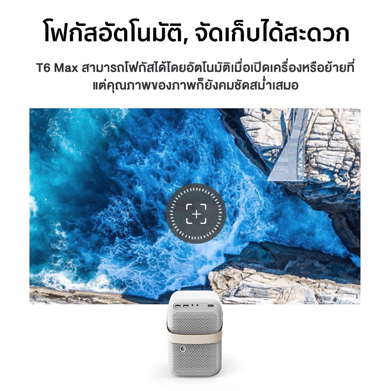 รูปภาพรายละเอียดของ Wanbo T6 Max Projector 4K Full HD โปรเจคเตอร์ โปรเจคเตอร์พกพา Android 9.0 โฟกัสอัตโนมัติ รองรับการควบคุมด้วยเสียง